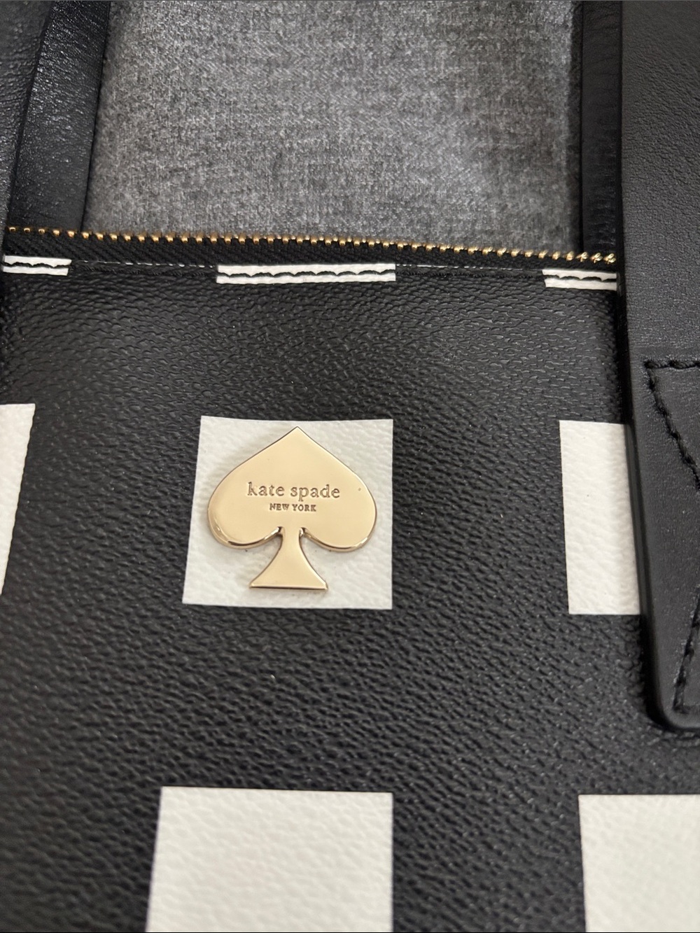 kate spade Black & White Checkerboard Dome Satchel - Picture 2 of 12
